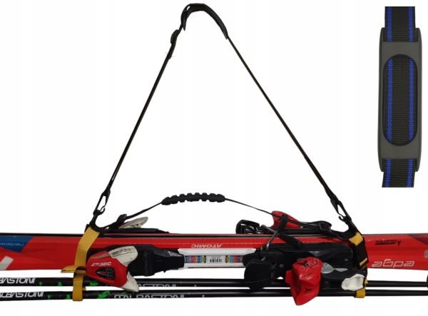 uprząż SKIHANDHOLD szelki do noszenia nart spinki niebieski