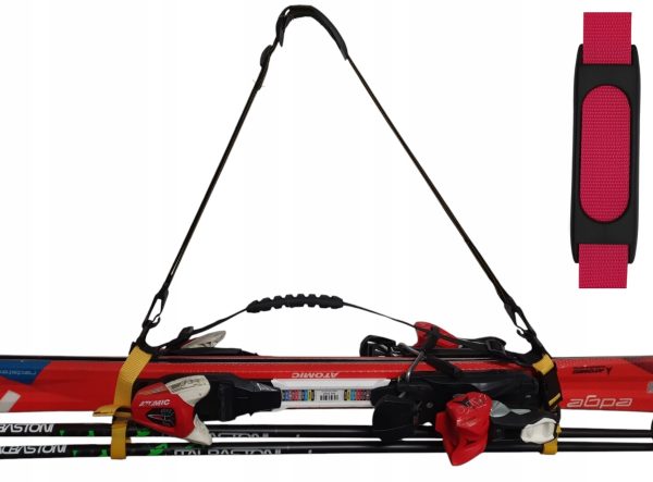 uprząż SKIHANDHOLD szelki do noszenia nart RZEPY różowy