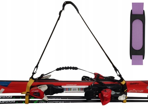 uprząż SKIHANDHOLD szelki do noszenia nart RZEPY fioletowy