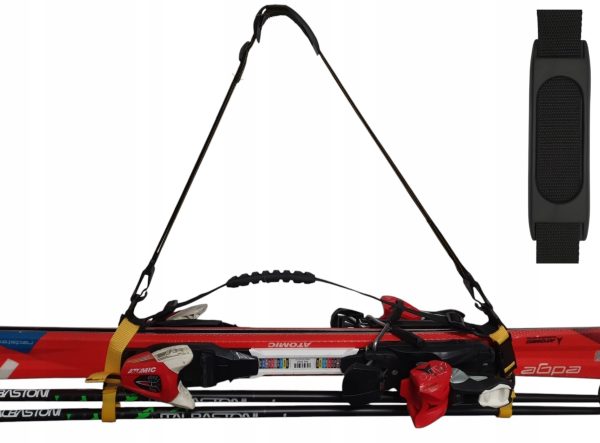 uprząż SKIHANDHOLD szelki do noszenia nart RZEPY czarno biały